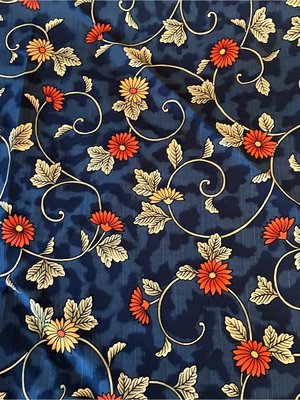 Furoshiki Japanese Cotton Wrapping Cloth Cover Blue Floral Square 39in
